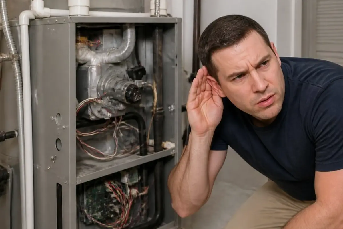 Furnace Making Strange Noises Monterey Park CA — listening to a furnace during a service visit