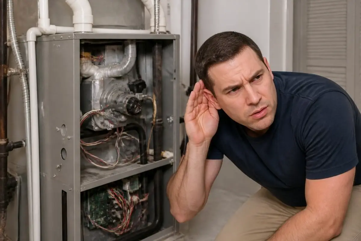 Furnace Smells Like Burning Monterey Park CA — listening to a furnace during a service visit