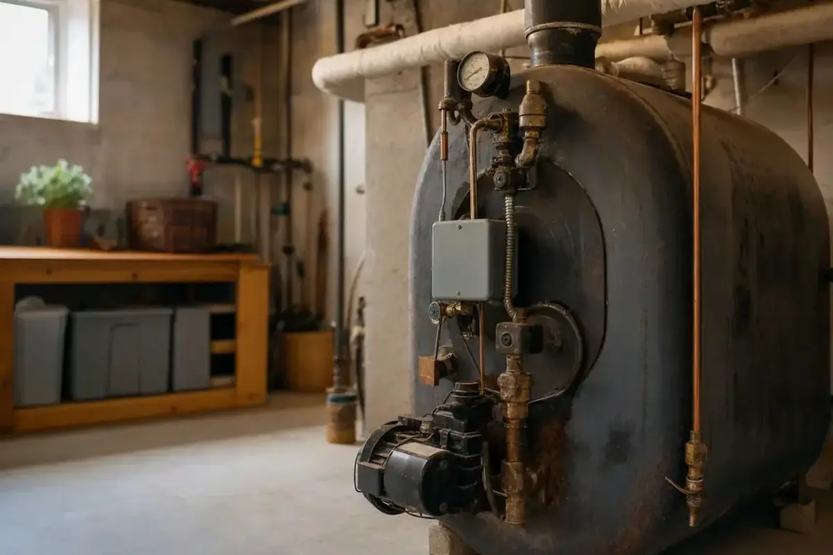 How Long Does a Furnace Last California — older furnace in a Monterey Park home