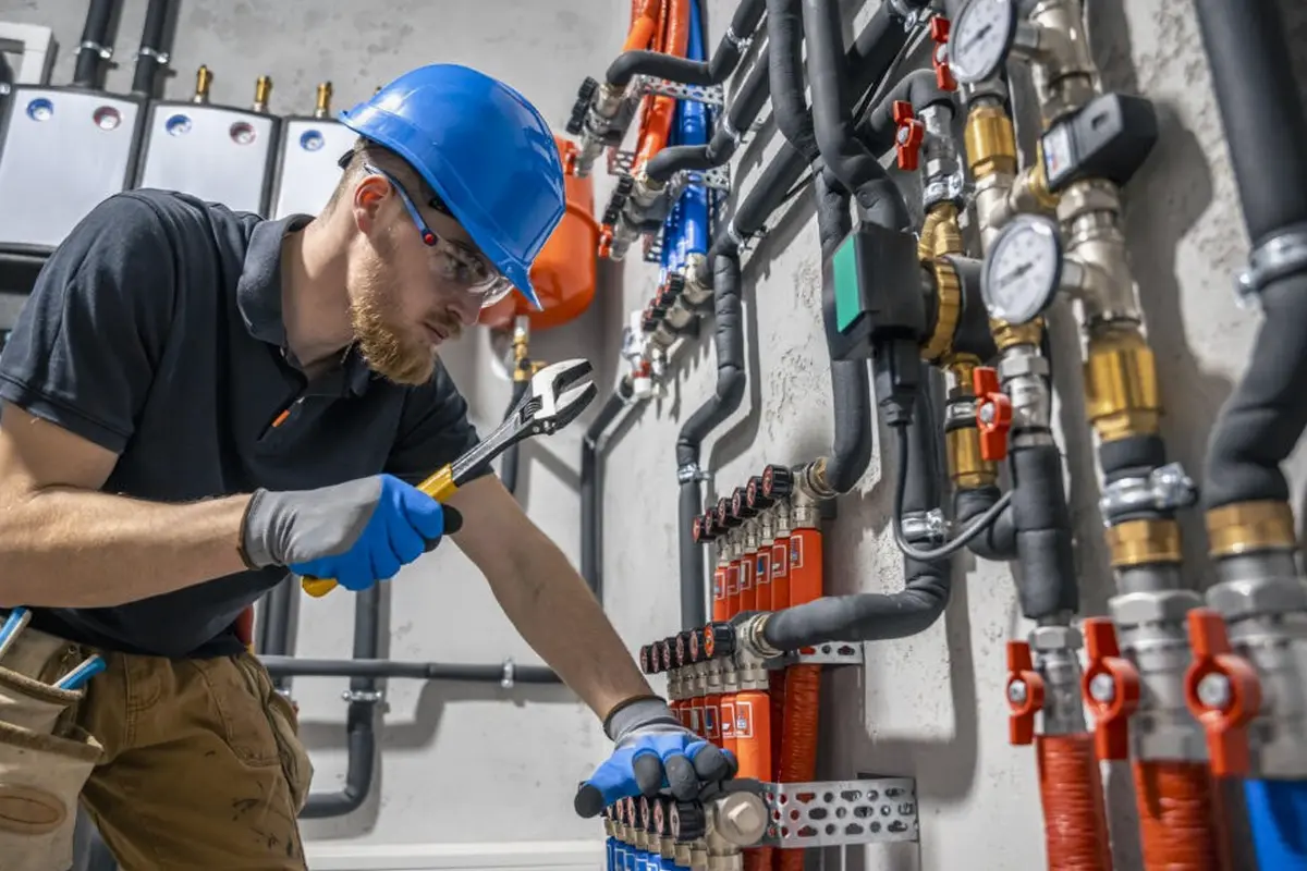Electric Furnace Repair in Barnes Park Monterey Park CA — technician working on a residential furnace