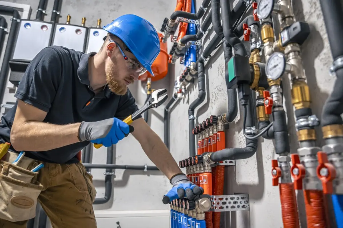 Electric Furnace Repair in Ramona Acres Monterey Park CA — technician working on a residential furnace
