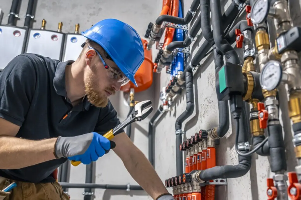 Emergency Furnace Repair in Ramona Acres Monterey Park CA — technician working on a residential furnace