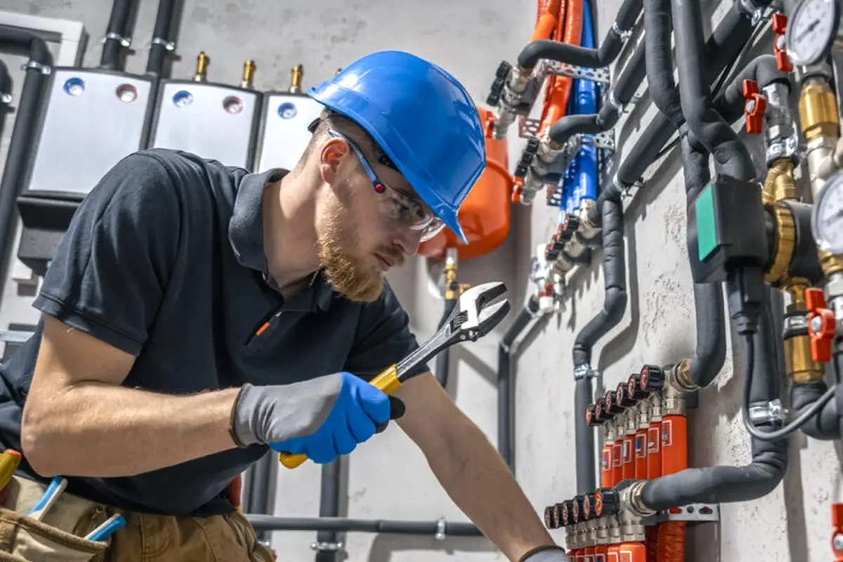 Furnace Blower Motor Repair in Elder Park Monterey Park CA — technician working on a residential furnace
