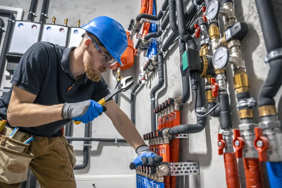 Furnace Blower Motor Repair in Garvey Ranch Monterey Park CA — technician working on a residential furnace