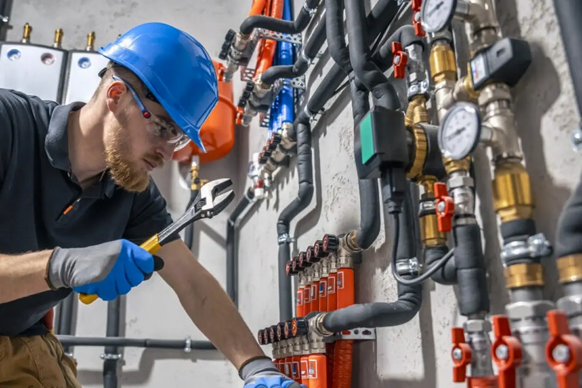 Furnace Blower Motor Repair in Monterey Highlands Monterey Park CA — technician working on a residential furnace