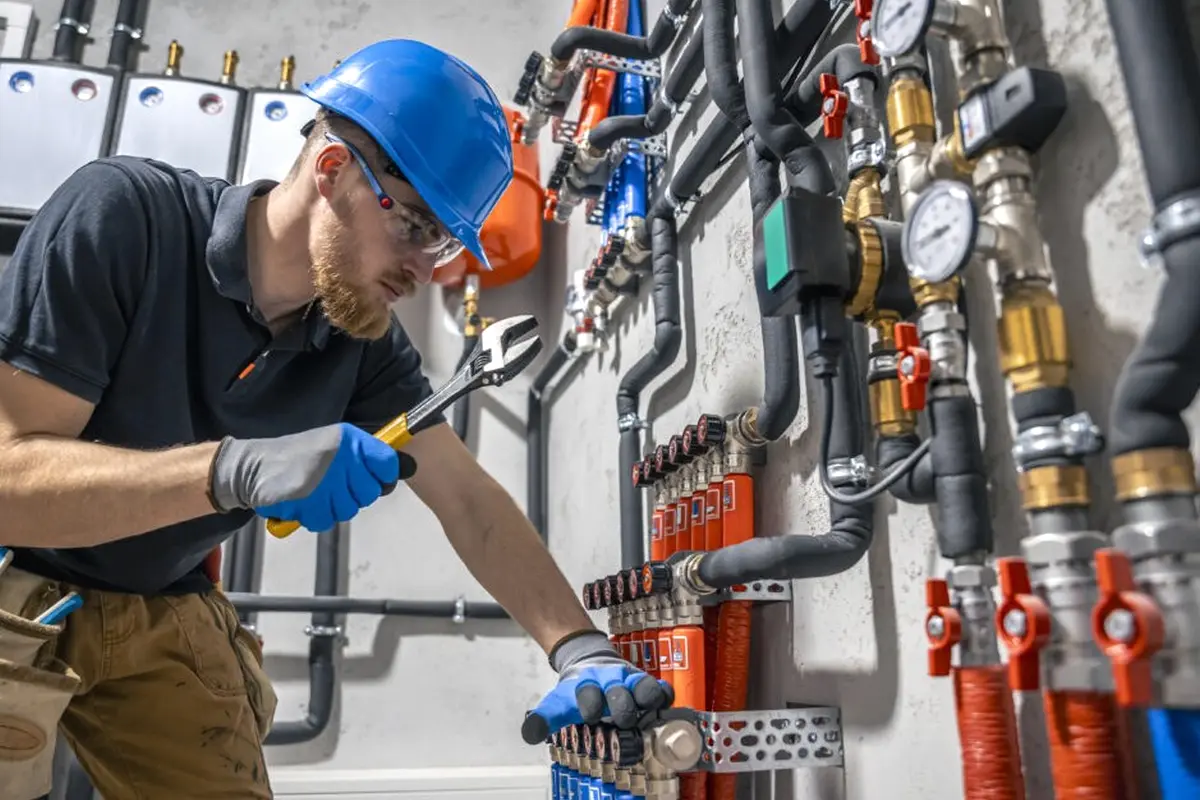 Furnace Blower Motor Repair in Ramona Acres Monterey Park CA — technician working on a residential furnace