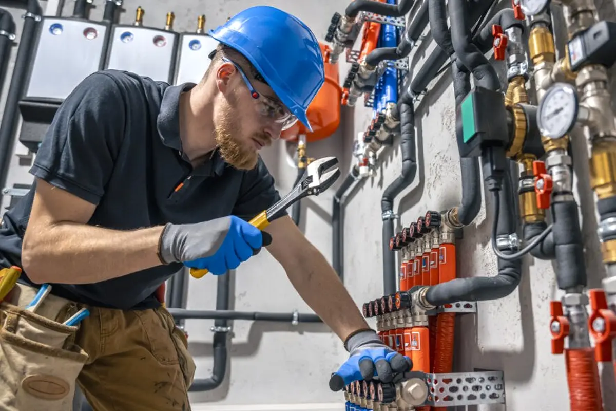 Furnace Igniter Replacement in Barnes Park Monterey Park CA — technician working on a residential furnace