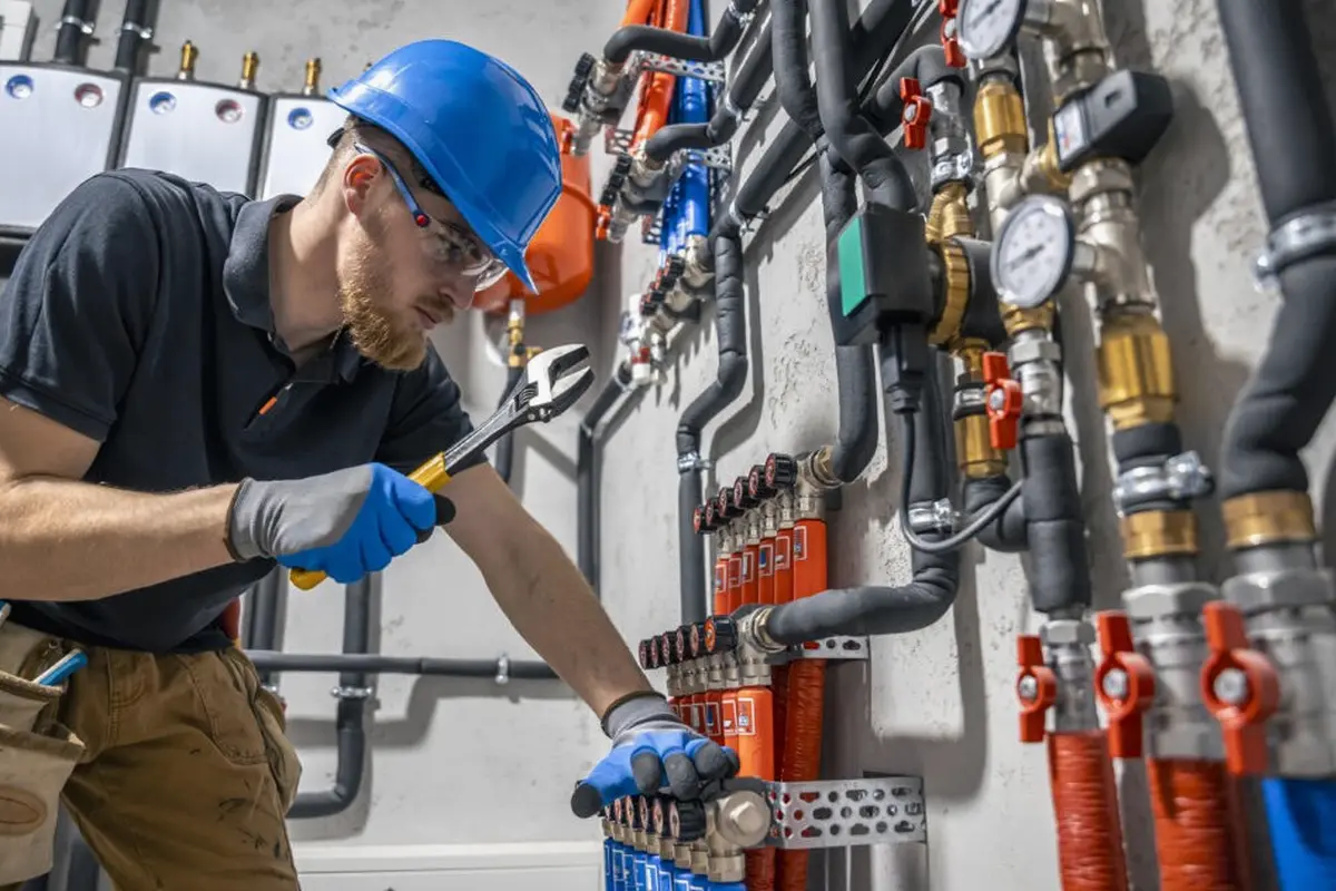 Furnace Igniter Replacement in Brightwood Monterey Park CA — technician working on a residential furnace