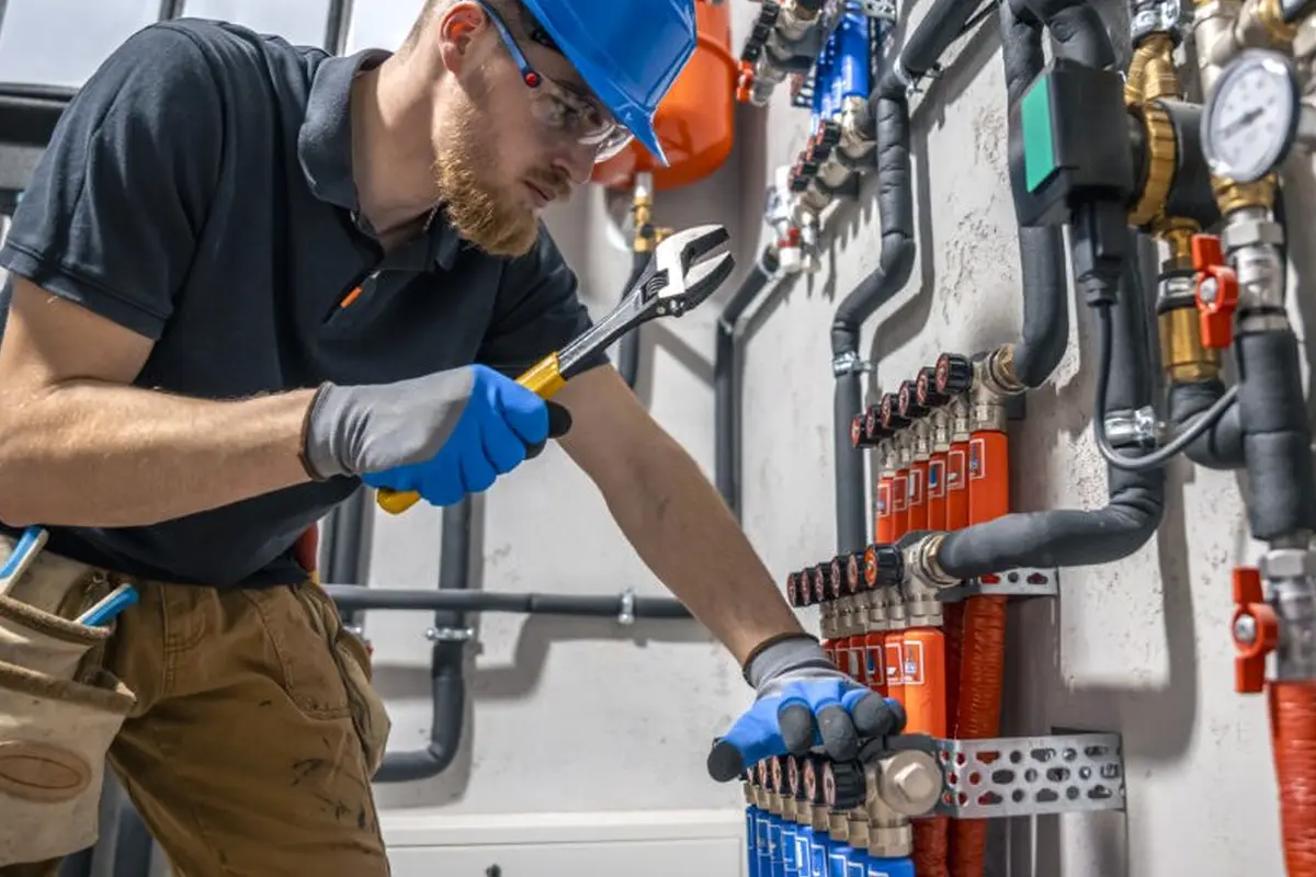 Furnace Igniter Replacement in Monterey Highlands Monterey Park CA — technician working on a residential furnace