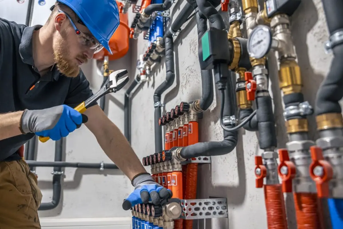 Furnace Maintenance & Tune-Up in Downtown Monterey Park Monterey Park CA — technician working on a residential furnace