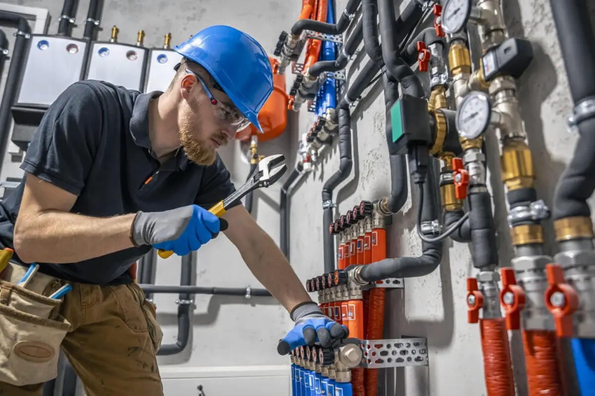 Furnace Maintenance & Tune-Up in Midwick Monterey Park CA — technician working on a residential furnace