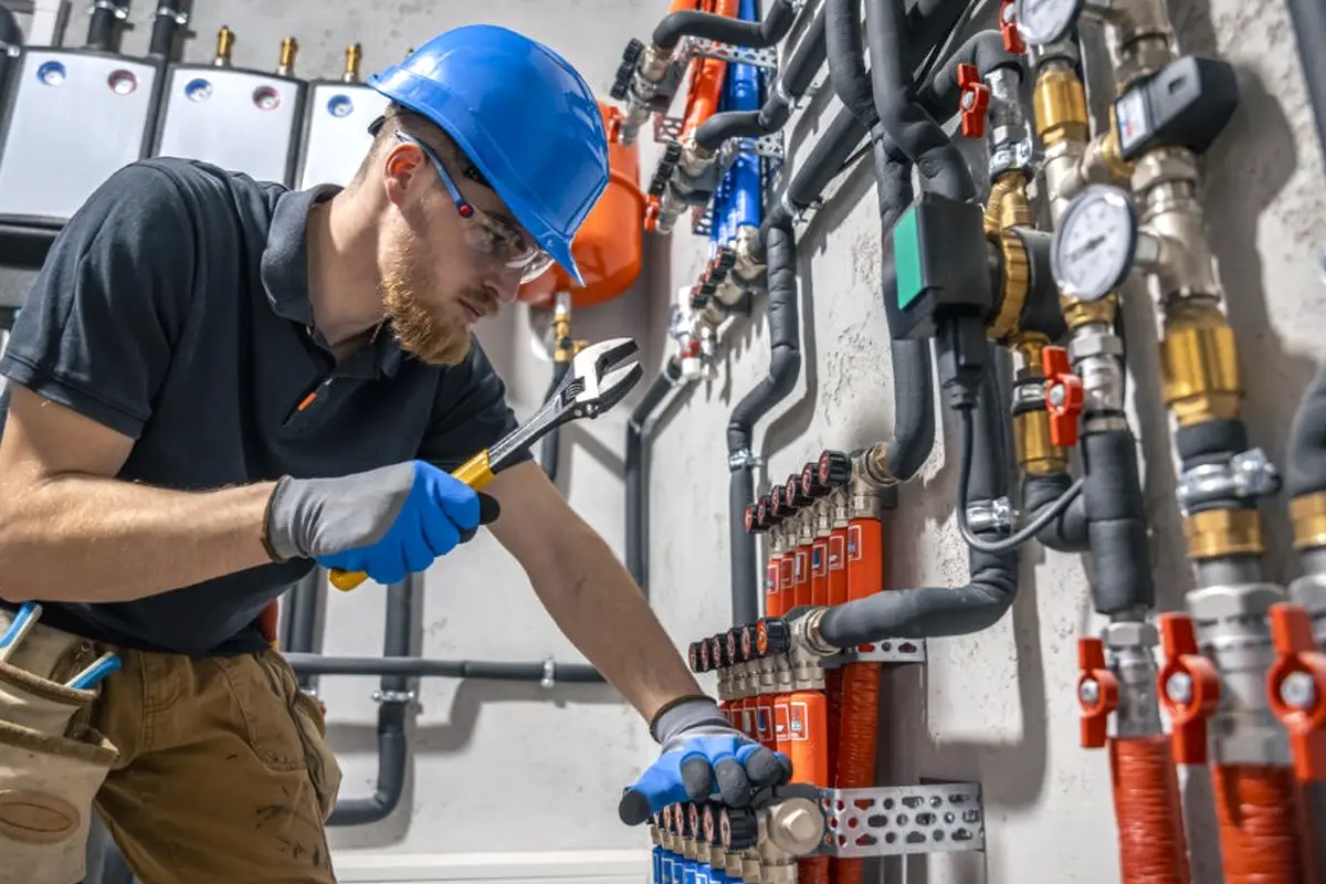 Furnace Maintenance & Tune-Up in Monterey Highlands Monterey Park CA — technician working on a residential furnace