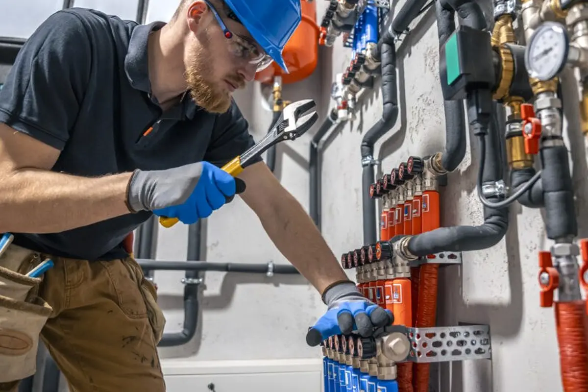 Gas Furnace Repair in Downtown Monterey Park Monterey Park CA — technician working on a residential furnace