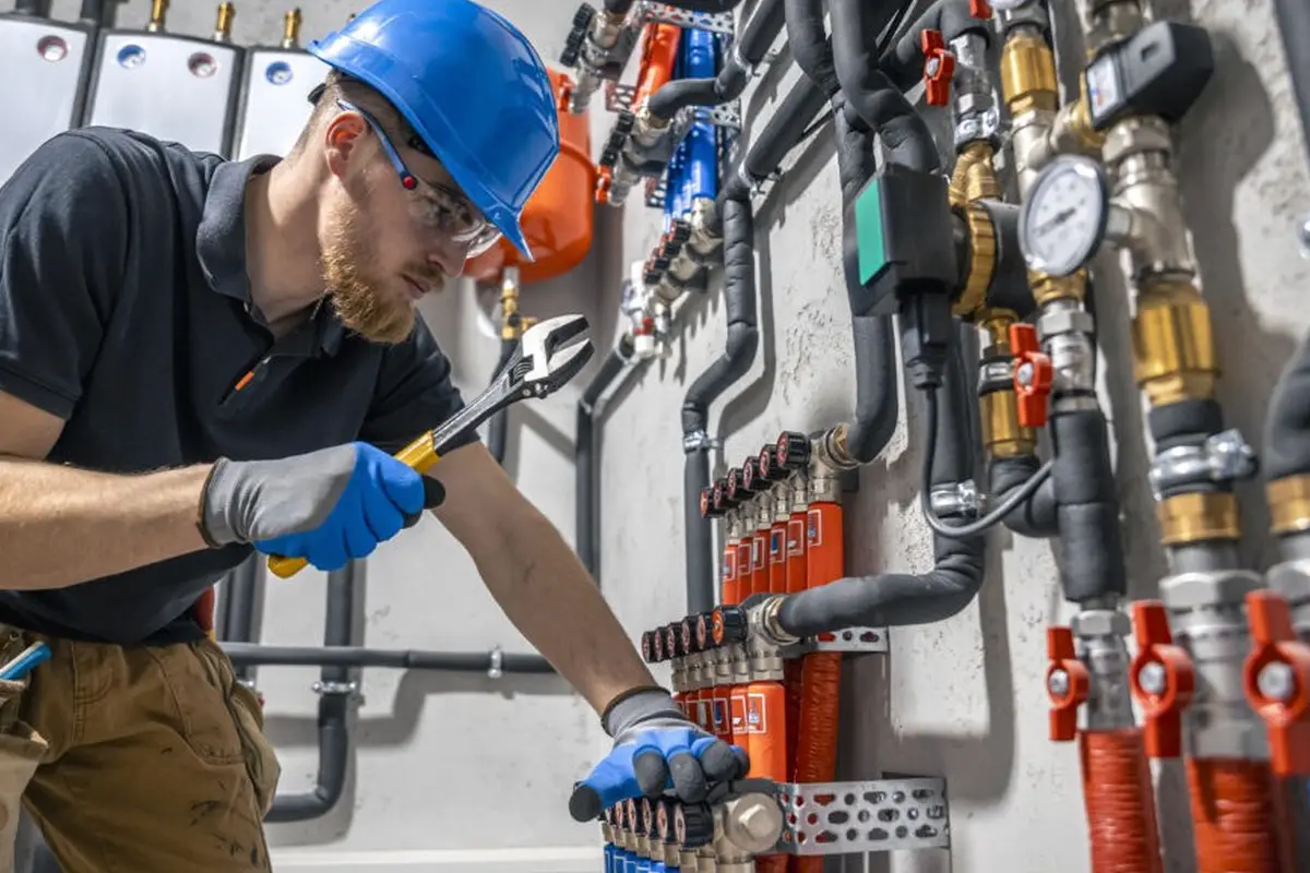 Gas Furnace Repair in Elder Park Monterey Park CA — technician working on a residential furnace