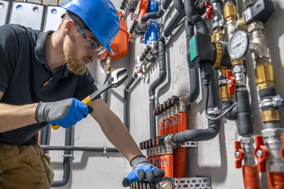 Gas Furnace Repair in Monterey Highlands Monterey Park CA — technician working on a residential furnace