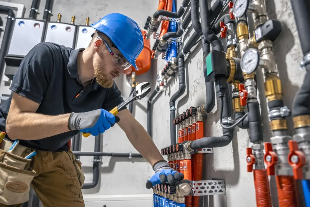 Gas Furnace Repair in North Monterey Park Monterey Park CA — technician working on a residential furnace