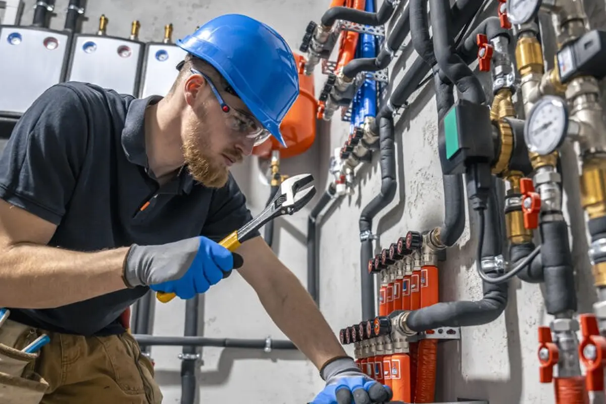 Gas Furnace Repair in Ramona Acres Monterey Park CA — technician working on a residential furnace