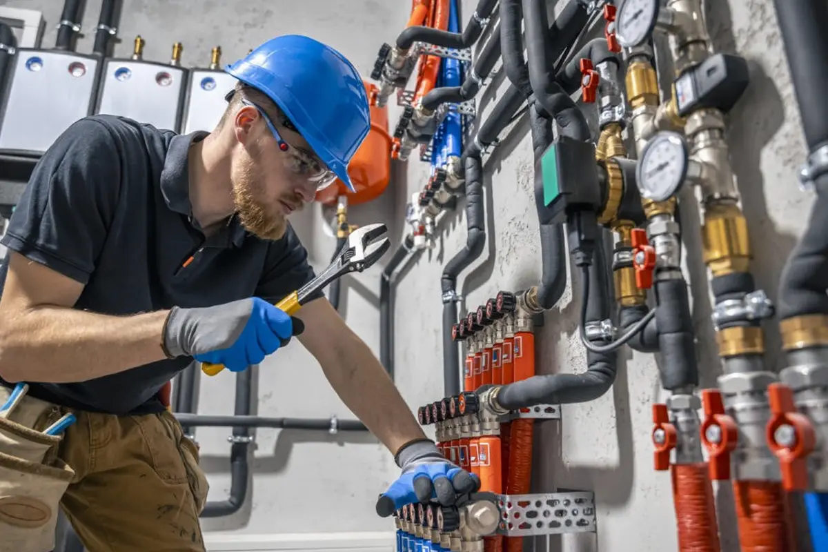 Gas Furnace Repair in Sequoia Monterey Park CA — technician working on a residential furnace