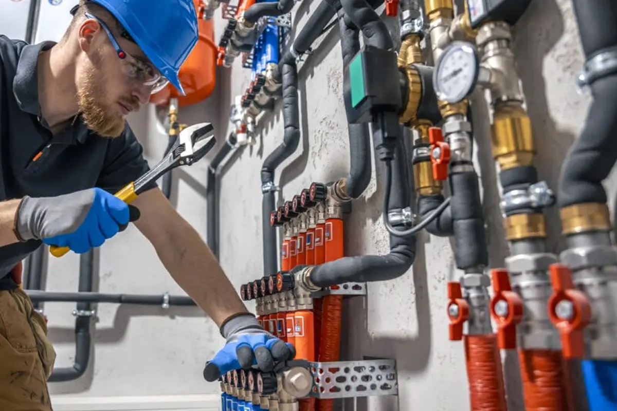 Reparación del Intercambiador de Calor en Downtown Monterey Park Monterey Park CA — técnico trabajando en un calefactor residencial