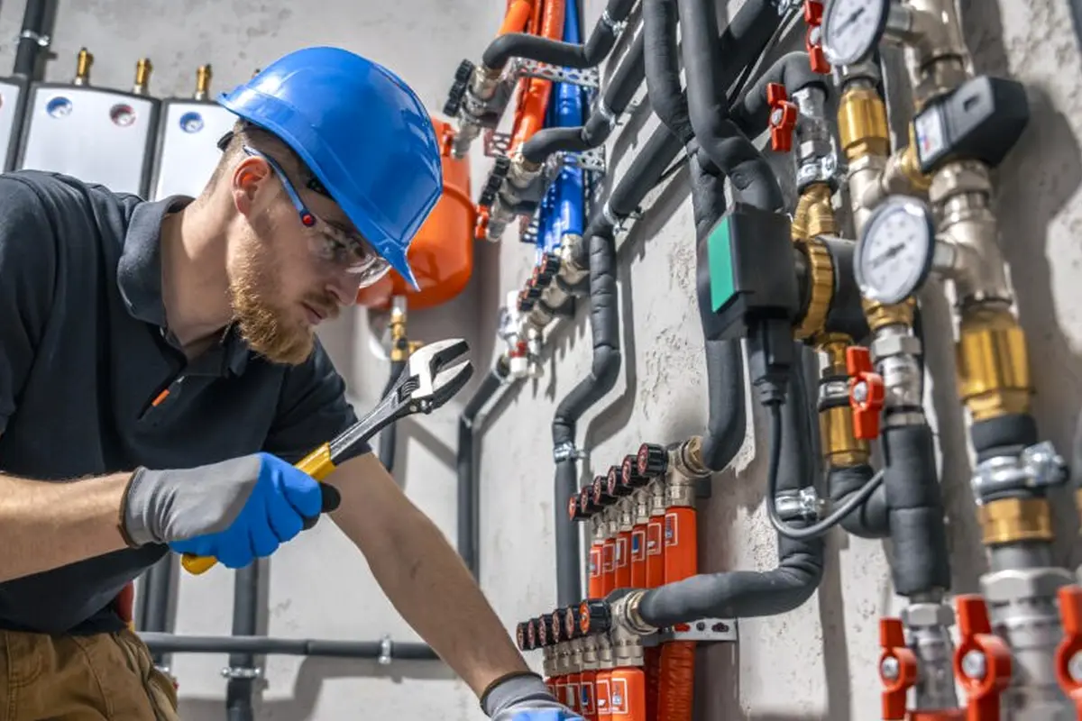 Reparación del Intercambiador de Calor en Elder Park Monterey Park CA — técnico trabajando en un calefactor residencial