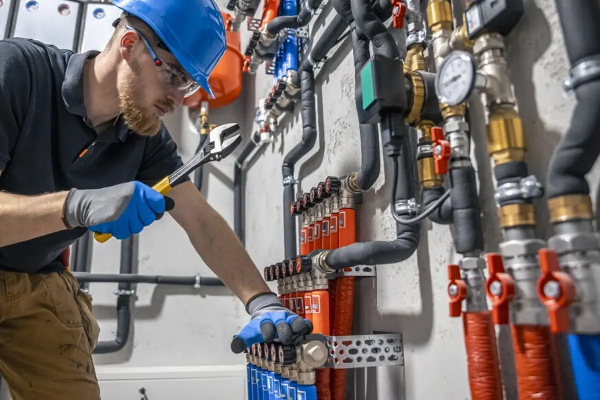 Heat Exchanger Repair in Midwick Monterey Park CA — technician working on a residential furnace