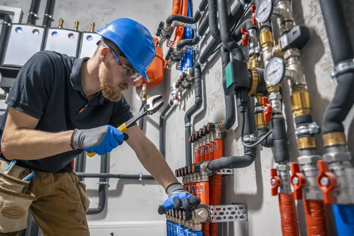 Thermostat Repair & Replacement in Brightwood Monterey Park CA — technician working on a residential furnace