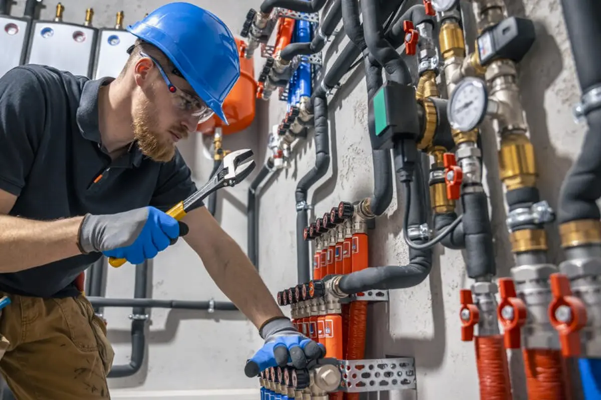 Wall Furnace Repair in Garvey Ranch Monterey Park CA — technician working on a residential furnace