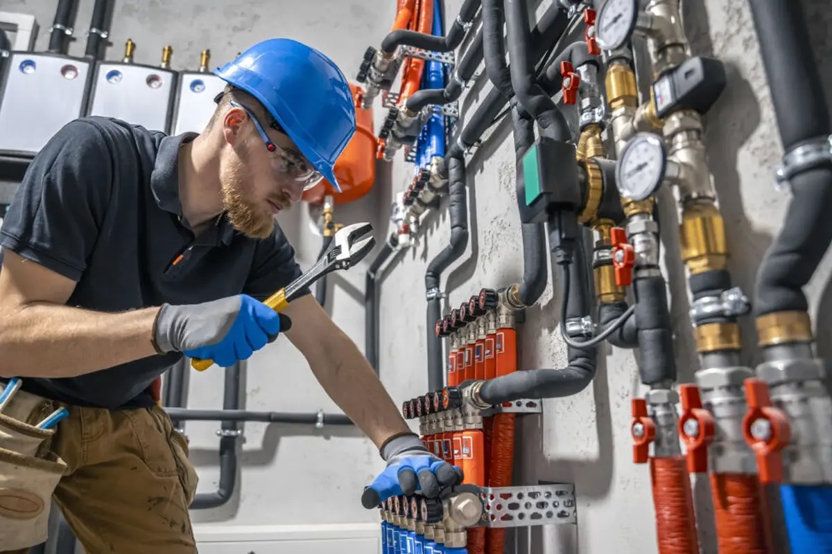 Wall Furnace Repair in Ramona Acres Monterey Park CA — technician working on a residential furnace