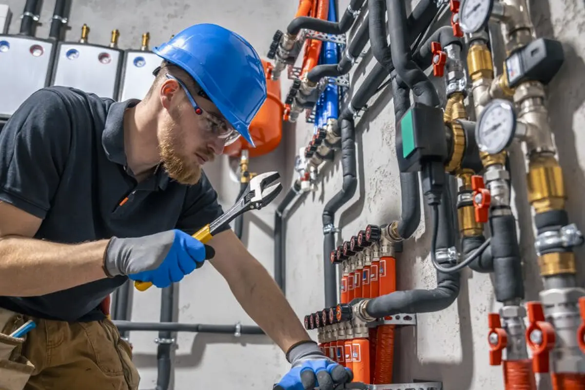 Furnace Blower Motor Repair Monterey Park CA — technician working on a residential furnace
