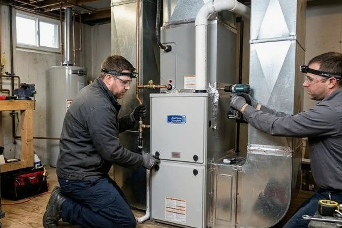 Furnace Installation and Replacement Monterey Park CA — new furnace installation in progress