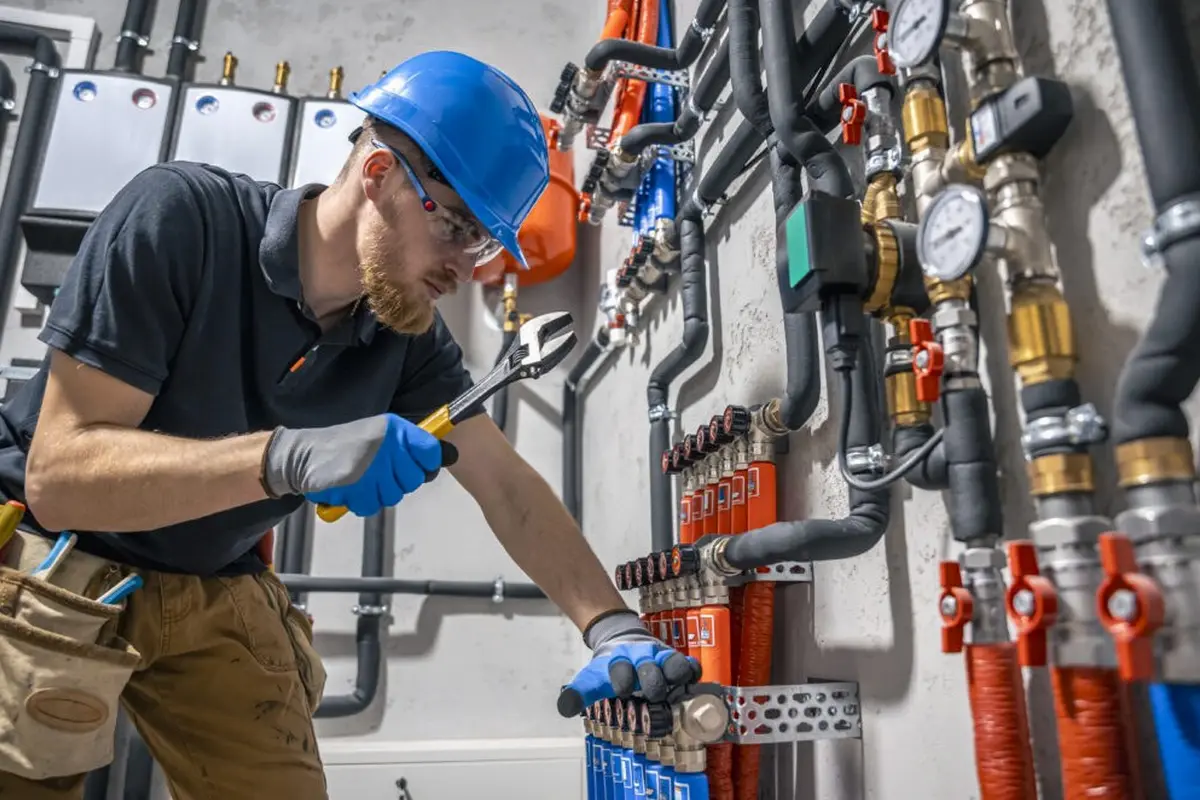 Thermostat Repair and Replacement Monterey Park CA — technician working on a residential furnace
